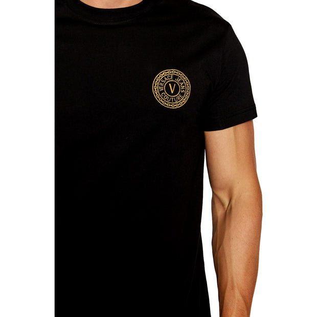 VERSACE JEANS COUTURE TSHIRT BLACK EMBOSSED LOGO