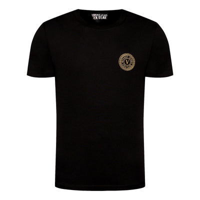 VERSACE JEANS COUTURE TSHIRT BLACK EMBOSSED LOGO