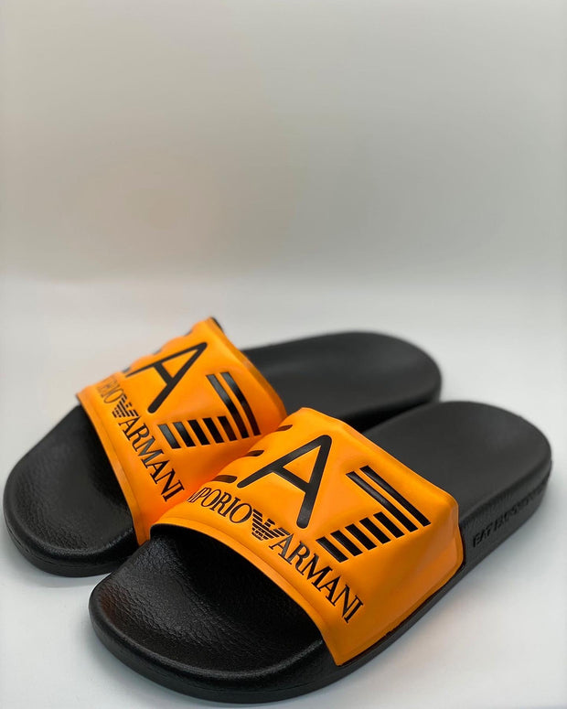 EA7 Emporio Armani Slides Black and Orange