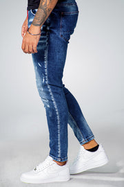 MM Skinny Dark Blue Washed Jeans Rip Red Detail