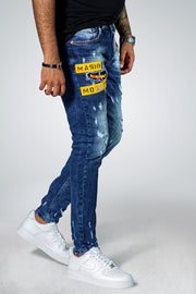 MM Skinny Blue Jeans White Rip with 9 7-3 Detail
