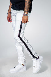 SJ White Jeans Black Side Stripe