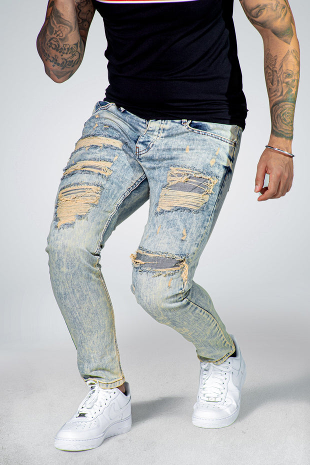 Mm Acid Jeans Color Patched In Rips