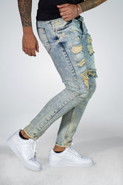 Mm Acid Jeans Color Patched In Rips