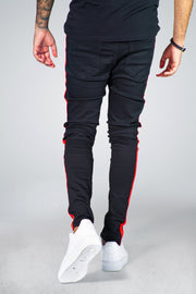 SJ Red Side Stripe Jeans Black