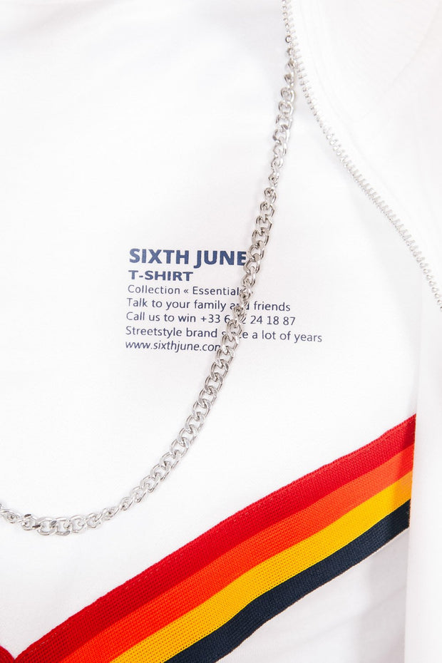 Sixth June 4 Colors V taping T-shirt White