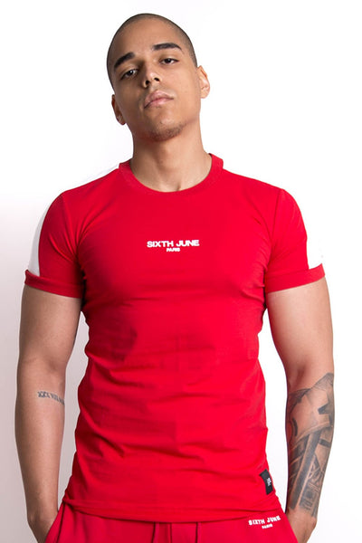 Sixth June Logo Stripe T-Shirt Red