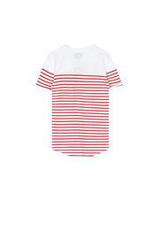 Striped Sailor Rock Patches T-Shirt White Red