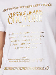 VERSACE JEANS COUTURE WHITE TSHIRT WITH GOLD FOIL PRINT